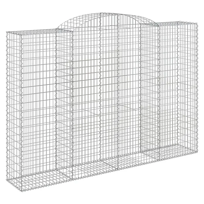 Furnicato Gabione - 50 x 300 x 220 cm, Metall, Maschenbreite: 50 mm, Maschenhöhe: 100 mm - Gabionenwand aus silbernem Drahtgeflecht mit gewölbter Oberseite, zur Stützung oder Dekoration.