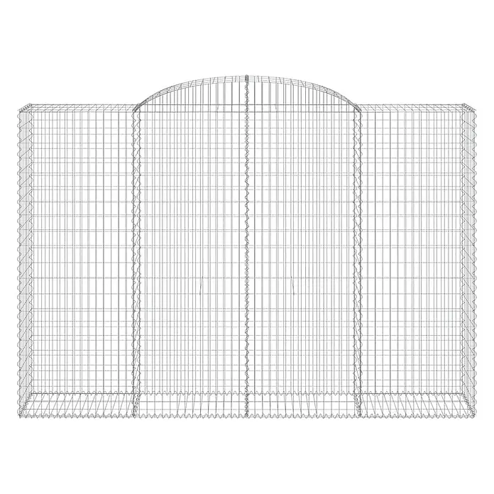 Furnicato Gabione - 50 x 300 x 220 cm, Metall, Maschenbreite: 50 mm, Maschenhöhe: 100 mm - Silberner Draht-Gabionenkorb mit gewölbter Oberseite, für Stützmauern oder dekorative Zwecke.