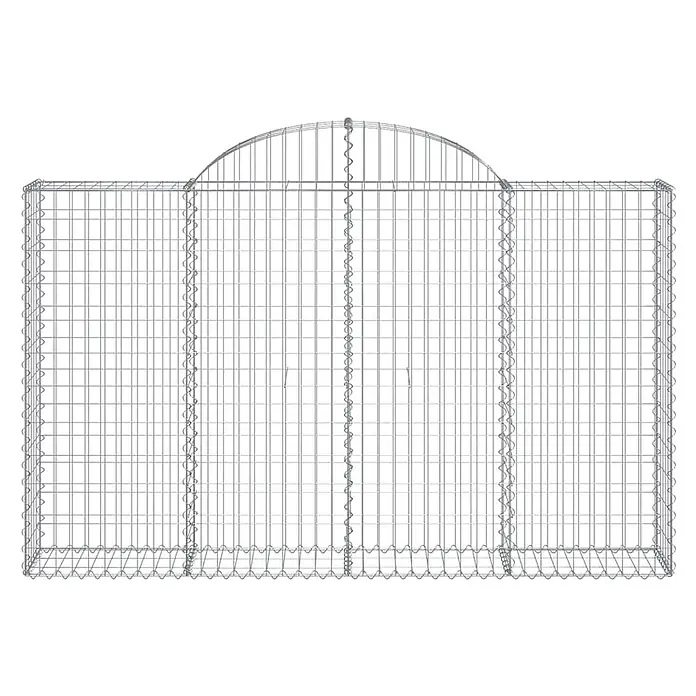 Furnicato Gabione - 140 x 200 x 30 cm, Metall, Maschenbreite: 50 mm, Maschenhöhe: 100 mm - Silberner Gabionenkorb aus Metallgeflecht mit rechteckiger Basis und gewölbter Oberseite.