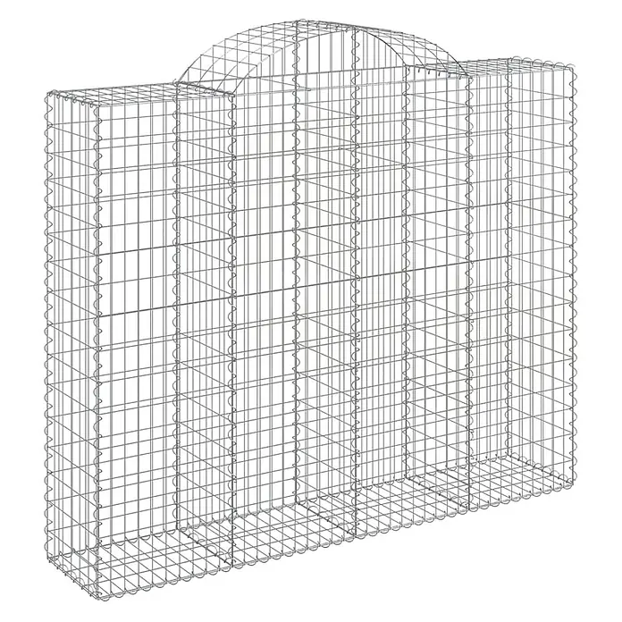 Furnicato Gabione - 180 x 200 x 50 cm, Metall, Maschenbreite: 50 mm, Maschenhöhe: 100 mm - Silbernes Drahtgitter-Gabion mit rechteckigem Boden und zentralem gewölbtem Oberteil.
