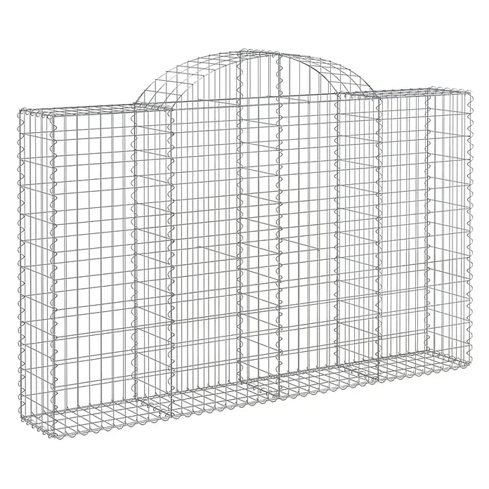 Furnicato Gabione - 140 x 200 x 30 cm, Metall, Maschenbreite: 50 mm, Maschenhöhe: 100 mm - Gabionkorb aus verzinktem Drahtgeflecht mit zentralem Bogen oben.