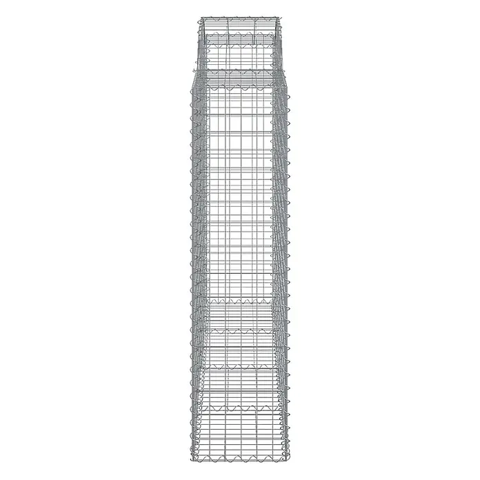 Furnicato Gabione - 180 x 200 x 50 cm, Metall, Maschenbreite: 50 mm, Maschenhöhe: 100 mm - Hoher, leerer, rechteckiger Gabionenkorb aus silbernem Drahtgeflecht.