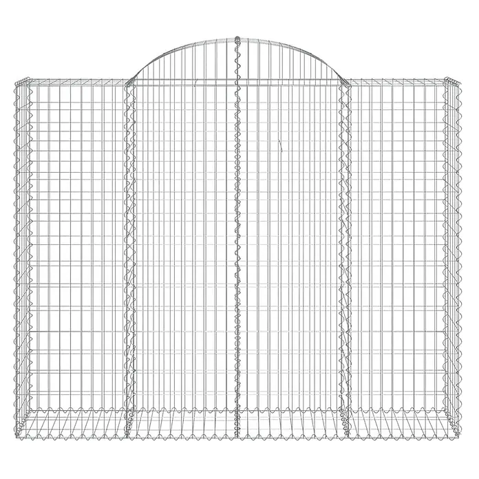 Furnicato Gabione - 180 x 200 x 50 cm, Metall, Maschenbreite: 50 mm, Maschenhöhe: 100 mm - Gabione aus silbernem Metallgeflecht, gewölbte Oberseite, mit Innenunterteilungen für den Garten.