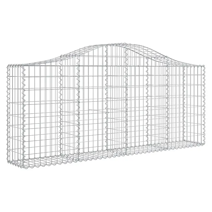 Furnicato Gabione - 30 x 200 x 100 cm, Metall, Maschenbreite: 50 mm, Maschenhöhe: 100 mm - Leerer Gabionendrahtkorb aus silbernem Metall mit gewölbter Oberseite.