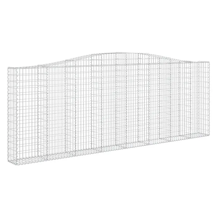 Furnicato Gabione - 30 x 400 x 160 cm, Metall, Maschenbreite: 50 mm, Maschenhöhe: 100 mm - Leerer, hellgrauer Gabionenkorb aus Drahtgeflecht mit dekorativ gewölbter Oberkante.