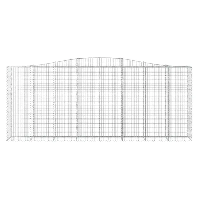 Furnicato Gabione - 180 x 400 x 50 cm, Metall, Maschenbreite: 50 mm, Maschenhöhe: 100 mm - Hellgrauer Drahtgitter-Gabionenkorb mit gewölbter Oberseite, bereit zum Befüllen mit Steinen für eine Gartenmauer oder Dekoration.