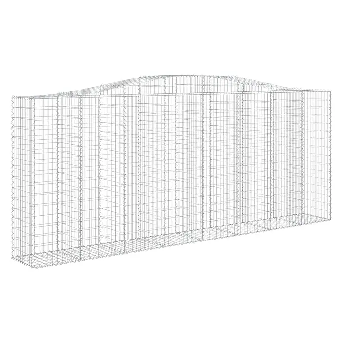 Furnicato Gabione - 180 x 400 x 50 cm, Metall, Maschenbreite: 50 mm, Maschenhöhe: 100 mm - Leerer Gabionenkorb aus silbernem Drahtgeflecht mit gebogener Oberseite.