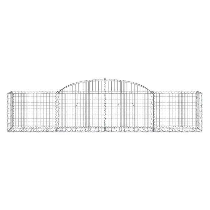 Furnicato Gabione - 50 x 300 x 80 cm, Metall, Maschenbreite: 50 mm, Maschenhöhe: 100 mm - Gabionenkorb aus silbernem Metalldraht mit rechteckiger Basis und zentralem Bogen, mit Spiralen montiert.