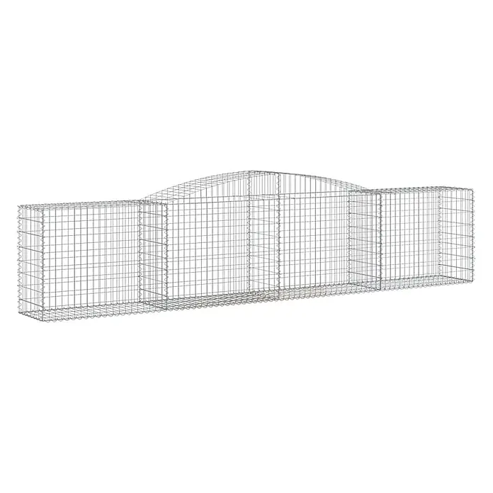 Furnicato Gabione - 100 x 400 x 50 cm, Metall, Maschenbreite: 50 mm, Maschenhöhe: 100 mm - Großer Gabionenkorb aus silbernem Drahtgeflecht mit zentralem Rundbogen.