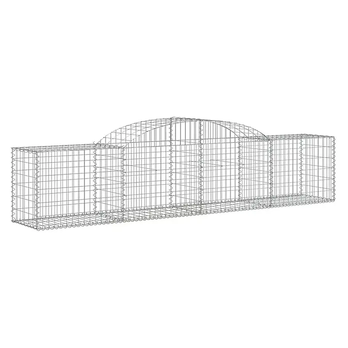Furnicato Gabione - 50 x 300 x 80 cm, Metall, Maschenbreite: 50 mm, Maschenhöhe: 100 mm - Silbergrauer Gabionenkorb aus verzinktem Drahtgeflecht, lang, rechteckig mit mittigem Bogenaufsatz.