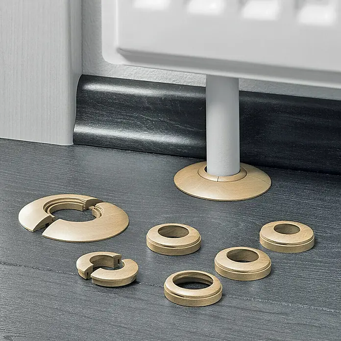 LOGOCLIC Rohrrosette - Buche, 2 Stk., Kunststoff - Bodenabdeckungen aus Holz für Heizungsrohre. Die Rosetten verdecken unschöne Stellen und bieten eine saubere Optik.