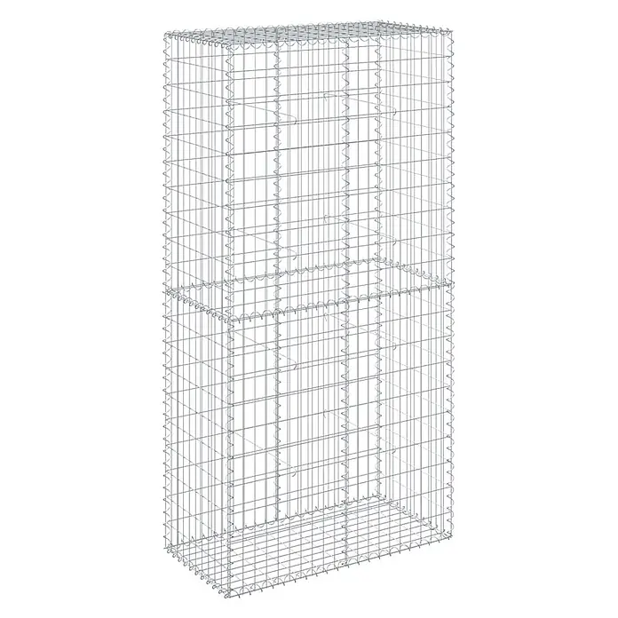 Furnicato Gabione - 100 x 50 x 200 cm, Metall, Maschenbreite: 50 mm, Maschenhöhe: 100 mm - Hoher rechteckiger Gabionenkorb aus silbernem Drahtgeflecht, bereit zum Befüllen.
