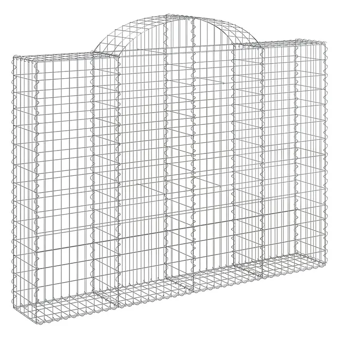 Furnicato Gabione - 160 x 200 x 30 cm, Metall, Maschenbreite: 50 mm, Maschenhöhe: 100 mm - Gabionenkorb aus silbernem Drahtgeflecht mit gewölbter Oberseite, für Stützmauern oder Landschaftsgestaltung.