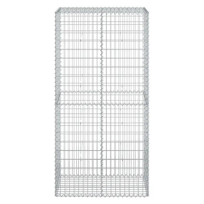 Furnicato Gabione - 100 x 50 x 200 cm, Metall, Maschenbreite: 50 mm, Maschenhöhe: 100 mm - Gabionenkäfig aus silbernem Metalldraht mit inneren Trennwänden.