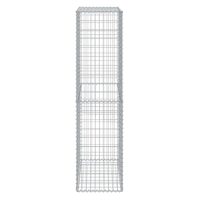 Furnicato Gabione - 100 x 50 x 200 cm, Metall, Maschenbreite: 50 mm, Maschenhöhe: 100 mm - Silberner rechteckiger Drahtgitter-Gabionenkorb zum Befüllen mit Steinen.