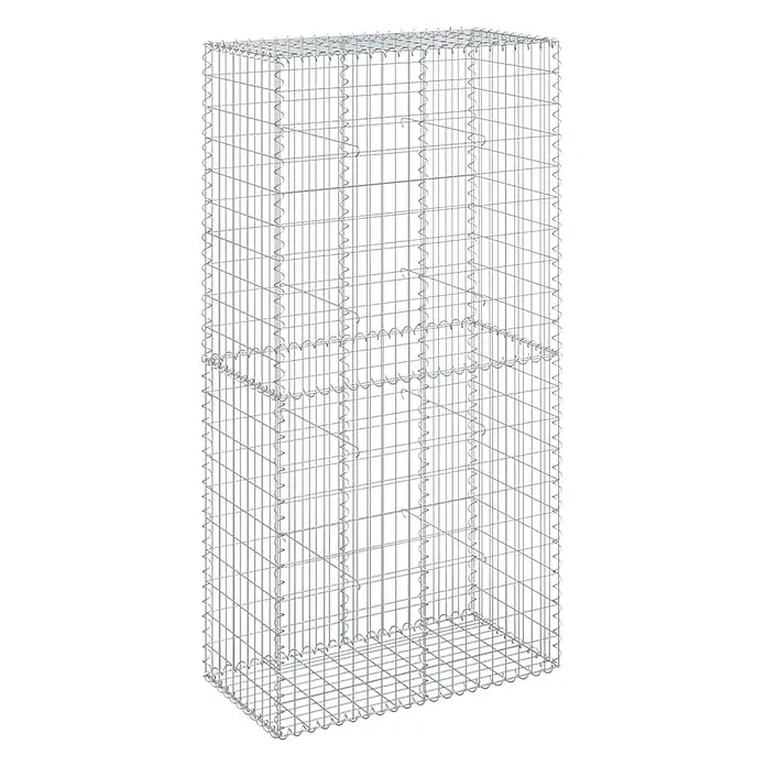 Furnicato Gabione - 100 x 50 x 200 cm, Metall, Maschenbreite: 50 mm, Maschenhöhe: 100 mm - Hoher rechteckiger Gabionenkorb aus verzinktem Drahtgeflecht mit inneren Trennwänden.