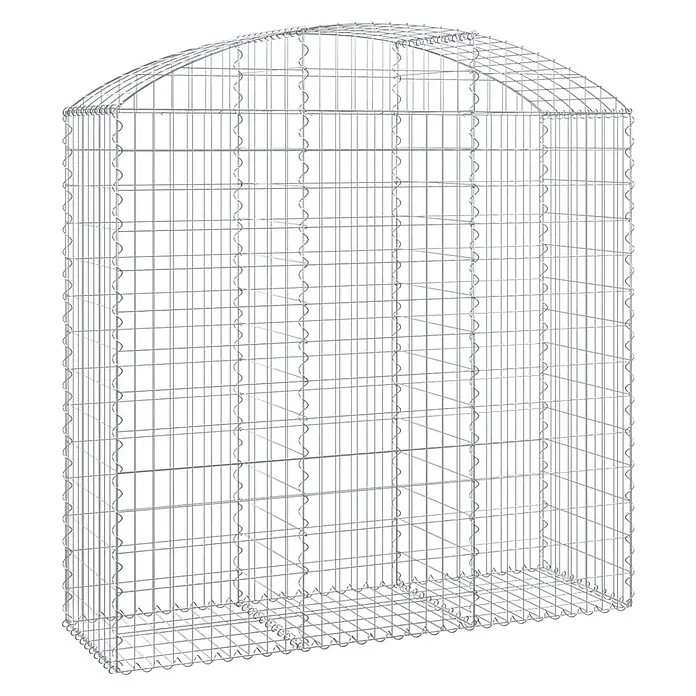 Furnicato Gabione - 160 x 150 x 50 cm, Metall, Maschenbreite: 50 mm, Maschenhöhe: 100 mm - Silberner Gabionenkorb aus Drahtgitter mit gewölbter Oberseite.