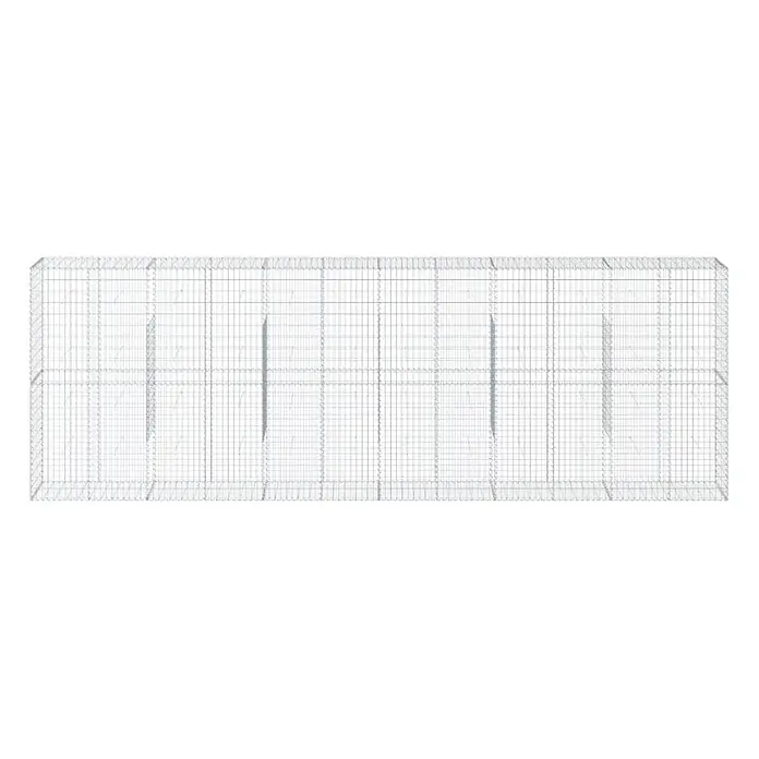 Furnicato Gabione - 600 x 50 x 200 cm, Metall, Maschenbreite: 50 mm, Maschenhöhe: 100 mm - Silberner Metallgitter-Gabionenkorb mit internen Trennwänden für Landschaftsbau oder Bauwesen.