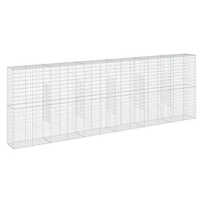 Furnicato Gabione - 600 x 50 x 200 cm, Metall, Maschenbreite: 50 mm, Maschenhöhe: 100 mm - Leerer Gabionenkorb aus silbernem Drahtgeflecht, bereit zur Befüllung, mit inneren Verstrebungen für Stabilität.
