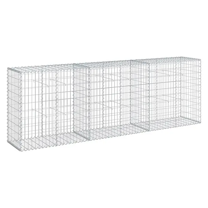 Furnicato Gabione - 300 x 50 x 100 cm, Metall, Maschenbreite: 50 mm, Maschenhöhe: 100 mm - Rechteckiger Gabionenkorb aus silbernem Metalldraht, leer und bereit zum Befüllen.