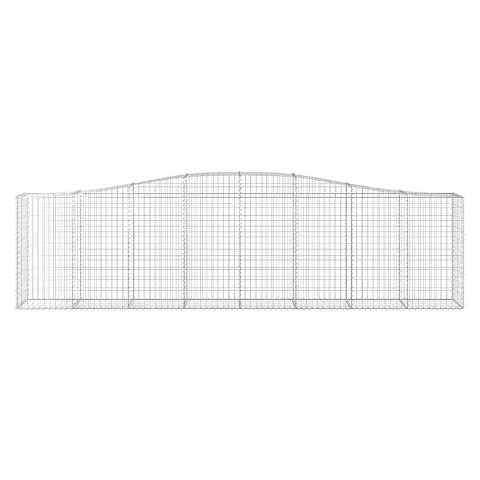 Furnicato Gabione - 120 x 400 x 50 cm, Metall, Maschenbreite: 50 mm, Maschenhöhe: 100 mm - Rechteckiger Gabionenkorb aus silbernem Drahtgeflecht mit geschwungener Oberseite für die Gartengestaltung.