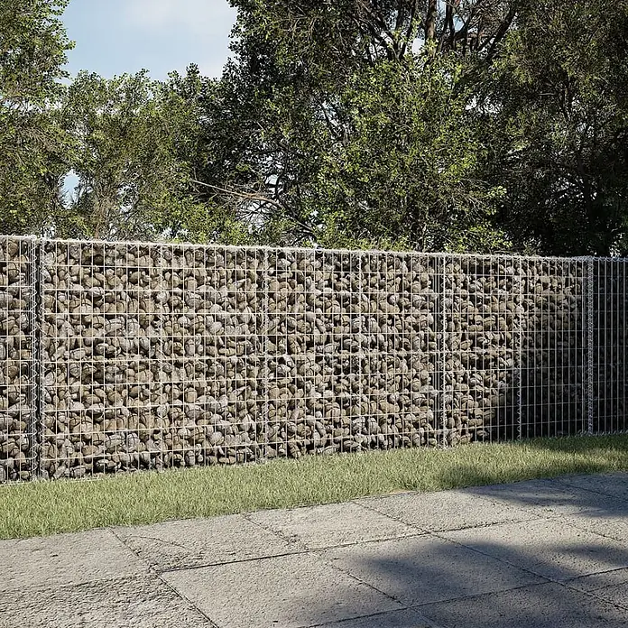 Furnicato Gabione - 300 x 50 x 100 cm, Metall, Maschenbreite: 50 mm, Maschenhöhe: 100 mm - Ein Gabionenzaun aus Natursteinen in einem Drahtgitter, ideal als dekorative und robuste Gartenbegrenzung.
