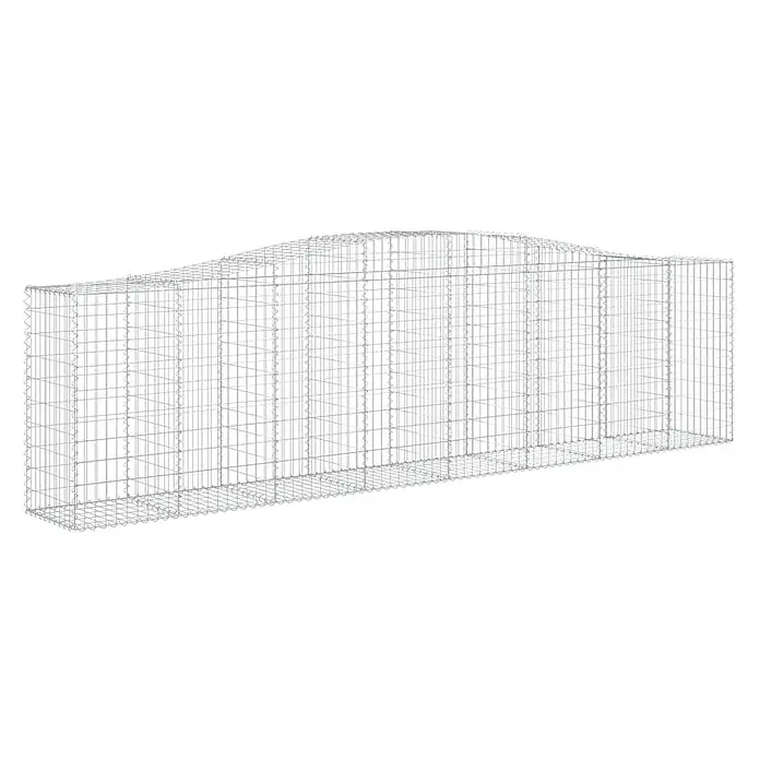 Furnicato Gabione - 120 x 400 x 50 cm, Metall, Maschenbreite: 50 mm, Maschenhöhe: 100 mm - Silberner Drahtgitter-Gabionenkorb mit geschwungener Oberkante für Stützmauern oder Landschaftsgestaltung.