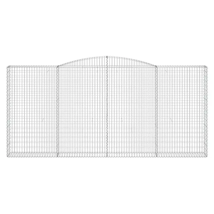 Furnicato Gabione - 200 x 400 x 30 cm, Metall, Maschenbreite: 50 mm, Maschenhöhe: 100 mm - Silberfarbener Drahtgeflecht-Käfig mit gewölbtem Dachelement.