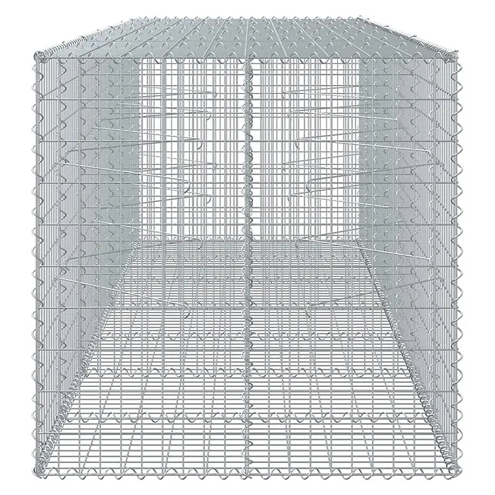 Furnicato Gabione - 350 x 100 x 100 cm, Metall, Maschenbreite: 50 mm, Maschenhöhe: 100 mm - Silberfarbener, rechteckiger Gabionenkorb aus Drahtgeflecht.