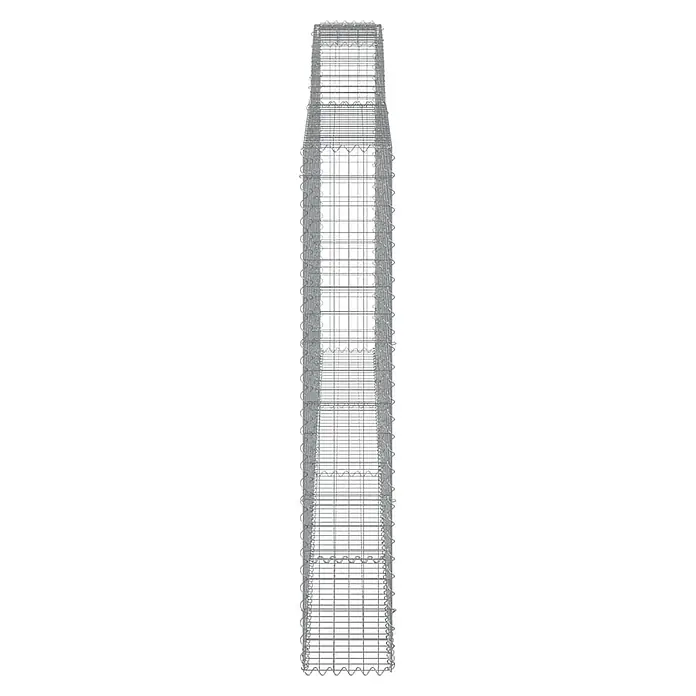 Furnicato Gabione - 200 x 400 x 30 cm, Metall, Maschenbreite: 50 mm, Maschenhöhe: 100 mm - Hoher, rechteckiger Gabionen-Drahtkorb aus grauem Metall mit horizontalen Wellenprofilen.