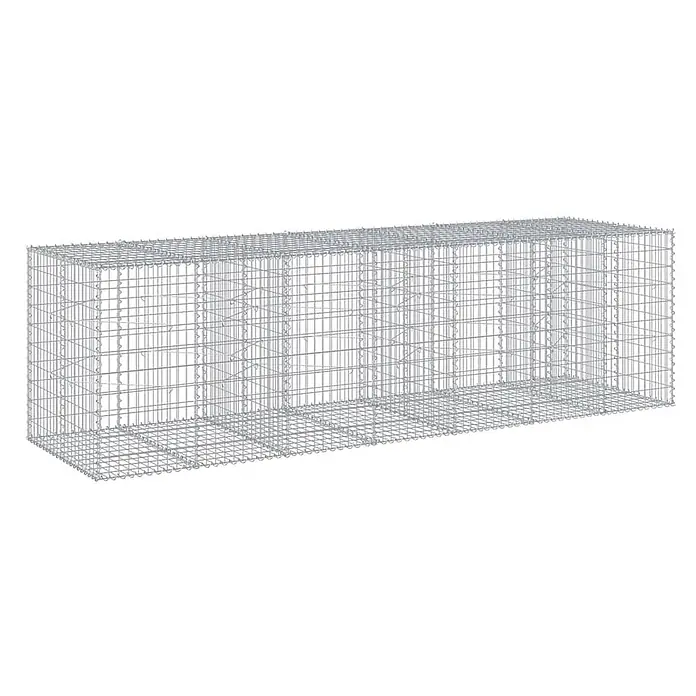 Furnicato Gabione - 350 x 100 x 100 cm, Metall, Maschenbreite: 50 mm, Maschenhöhe: 100 mm - Rechteckiger Gabionenkorb aus silbernem Drahtgeflecht mit Innenunterteilungen.