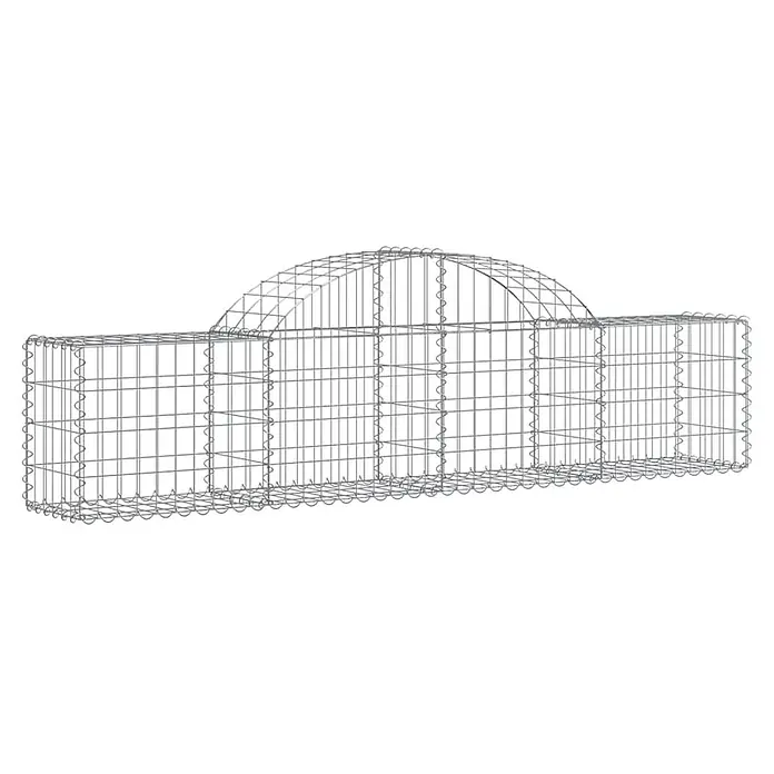 Furnicato Gabione - 30 x 200 x 60 cm, Metall, Maschenbreite: 50 mm, Maschenhöhe: 100 mm - Gabionenkorb aus grauem Stahldrahtgeflecht, mit rechteckigem Boden und gewölbter Oberseite.