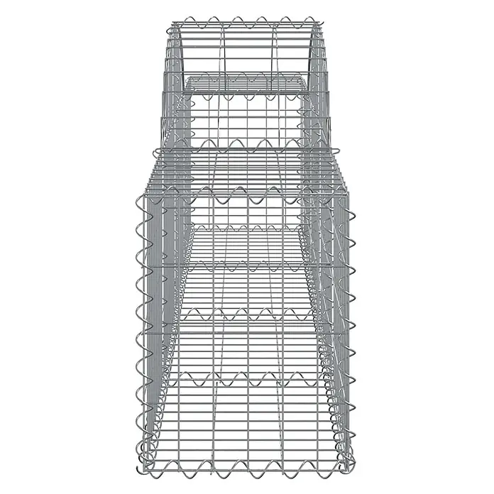 Furnicato Gabione - 30 x 200 x 60 cm, Metall, Maschenbreite: 50 mm, Maschenhöhe: 100 mm - Grauer Metallgitter-Gabionenkorb mit wellenförmigen Drähten.