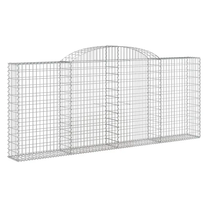 Furnicato Gabione - 140 x 300 x 30 cm, Metall, Maschenbreite: 50 mm, Maschenhöhe: 100 mm - Silbergrauer Gabionenkorb aus verzinktem Drahtgeflecht mit gewölbter Oberseite, bereit zum Befüllen mit Steinen.