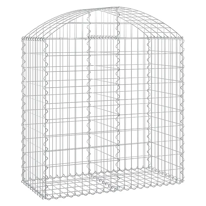 Furnicato Gabione - 50 x 100 x 120 cm, Metall, Maschenbreite: 50 mm, Maschenhöhe: 100 mm - Gabionenkorb aus silbernem Drahtgeflecht mit gewölbter Oberseite zur Steinbefüllung.