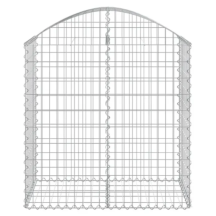 Furnicato Gabione - 50 x 100 x 120 cm, Metall, Maschenbreite: 50 mm, Maschenhöhe: 100 mm - Silberner Drahtgeflecht-Gabionenkasten mit gewölbter Oberseite, für Stützmauern oder dekorative Zwecke.