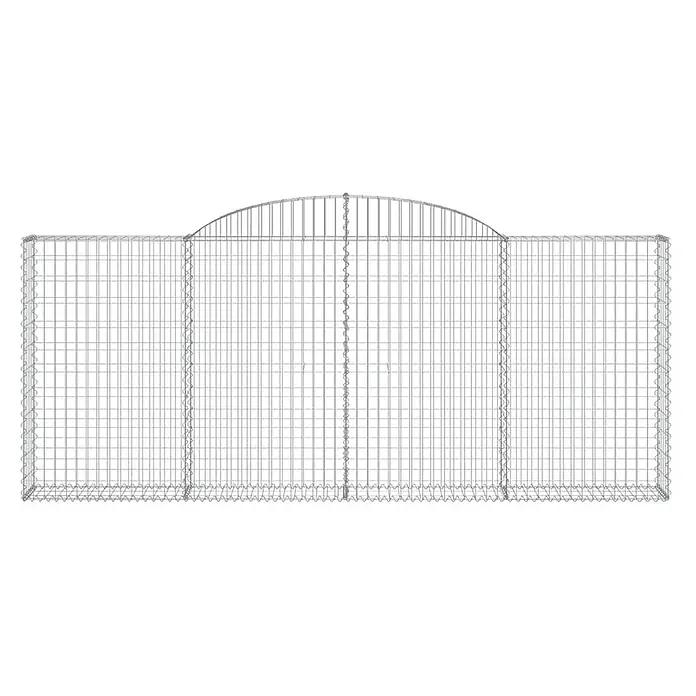 Furnicato Gabione - 140 x 300 x 30 cm, Metall, Maschenbreite: 50 mm, Maschenhöhe: 100 mm - Grauer Drahtgitter-Gabionenkorb mit gewölbtem Oberteil.