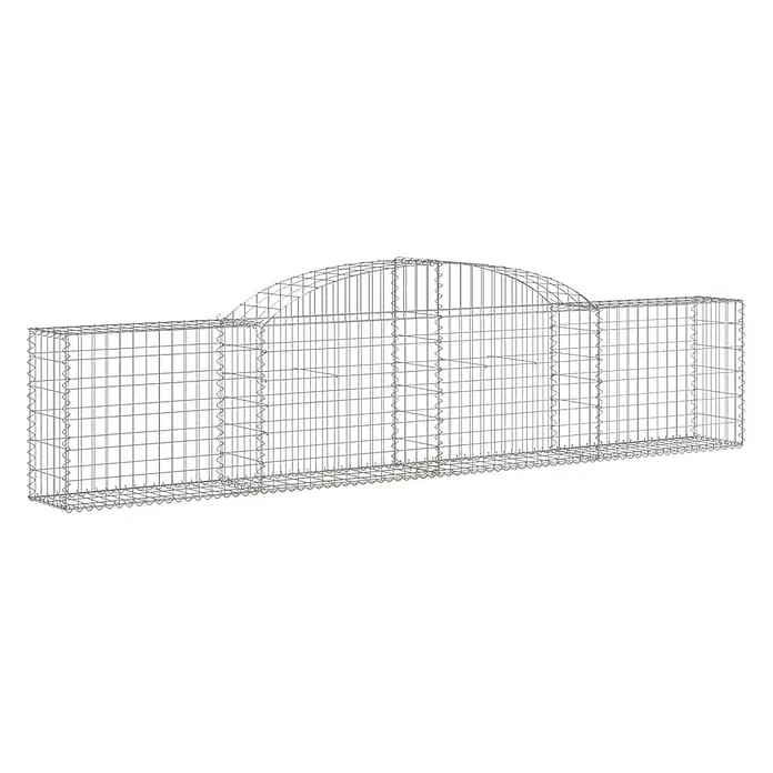 Furnicato Gabione - 30 x 300 x 80 cm, Metall, Maschenbreite: 50 mm, Maschenhöhe: 100 mm - Grauer Drahtgabionenkorb mit gewölbter Oberseite.