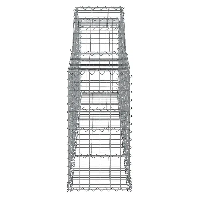 Furnicato Gabione - 30 x 300 x 80 cm, Metall, Maschenbreite: 50 mm, Maschenhöhe: 100 mm - Leerer, konischer Gabionenkorb aus silbernem Drahtgeflecht für Landschaftsbau oder Stützmauern.