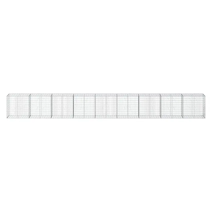 Furnicato Gabione - 900 x 50 x 100 cm, Metall, Maschenbreite: 50 mm, Maschenhöhe: 100 mm - Langes rechteckiges hellgraues Drahtgeflecht-Gabionenkorb.