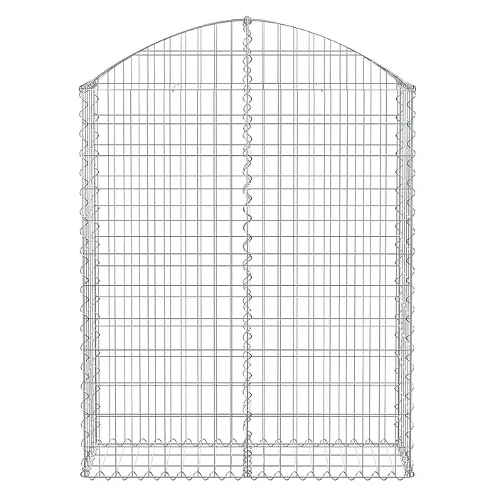 Furnicato Gabione - 30 x 100 x 140 cm, Metall, Maschenbreite: 50 mm, Maschenhöhe: 100 mm - Gabionenkorb aus silbernem Metalldraht mit gewölbter Oberseite, für dekorative Wände oder Strukturen.