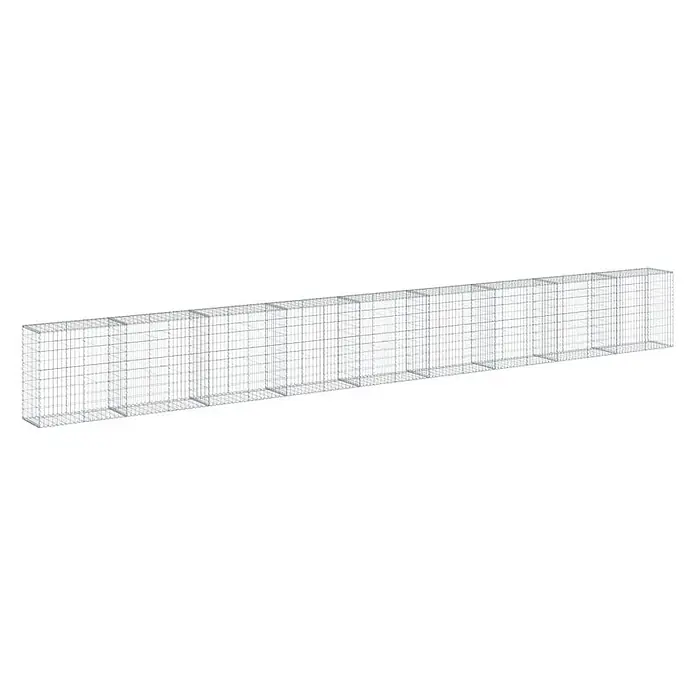 Furnicato Gabione - 900 x 50 x 100 cm, Metall, Maschenbreite: 50 mm, Maschenhöhe: 100 mm - Langer, rechteckiger Gabionenkorb aus silbernem Drahtgeflecht mit mehreren Fächern.