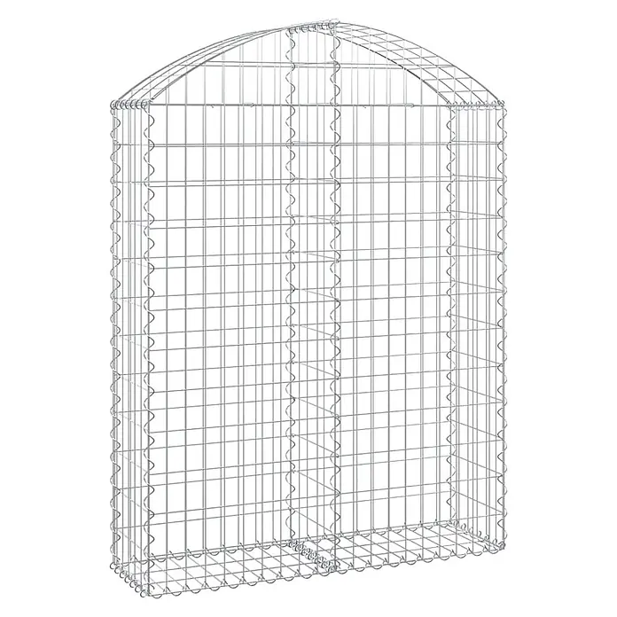 Furnicato Gabione - 30 x 100 x 140 cm, Metall, Maschenbreite: 50 mm, Maschenhöhe: 100 mm - Hellgrauer Drahtgeflecht-Gabionenkorb mit abgerundeter Oberseite, bereit zur Befüllung mit Steinen.