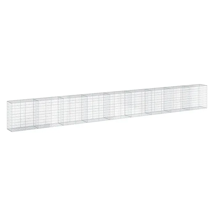 Furnicato Gabione - 900 x 50 x 100 cm, Metall, Maschenbreite: 50 mm, Maschenhöhe: 100 mm - Langer rechteckiger silberner Drahtgitter-Gabionenkorb für Bau oder Landschaftsbau.