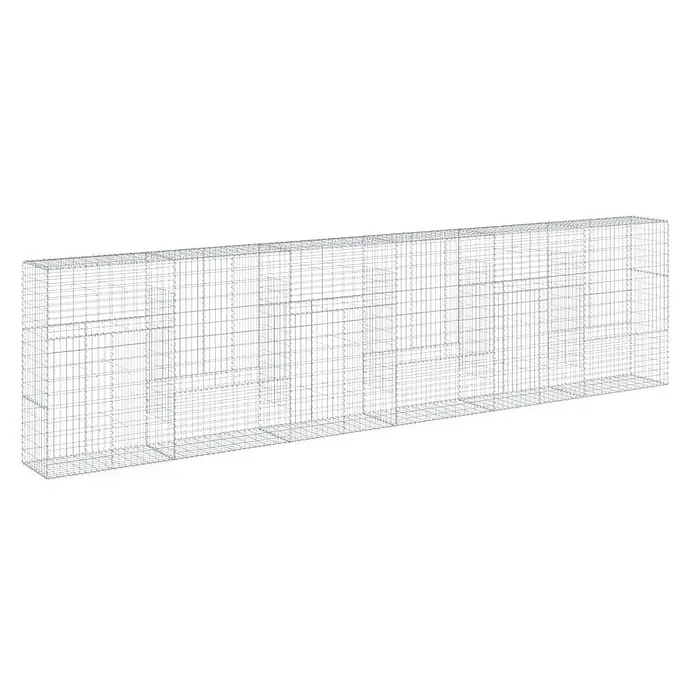 Furnicato Gabione - 600 x 50 x 150 cm, Metall, Maschenbreite: 50 mm, Maschenhöhe: 100 mm - Silberner Drahtgitter-Gabionenkorb, rechteckig und leer, zum Bau von Gabionenwänden.