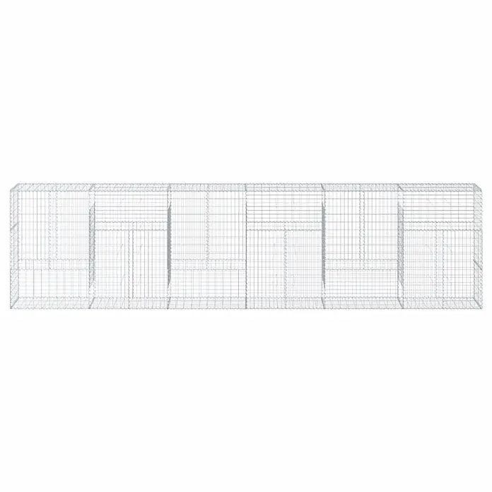 Furnicato Gabione - 600 x 50 x 150 cm, Metall, Maschenbreite: 50 mm, Maschenhöhe: 100 mm - Langer modularer silberner Drahtgitterkäfig mit mehreren Innenfächern.