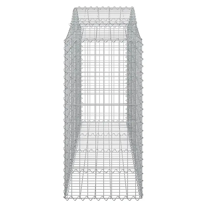 Furnicato Gabione - 50 x 200 x 140 cm, Metall, Maschenbreite: 50 mm, Maschenhöhe: 100 mm - Silberfarbener Drahtgeflecht-Gabionenkäfig, leere rechteckige Struktur zur Steinbefüllung.