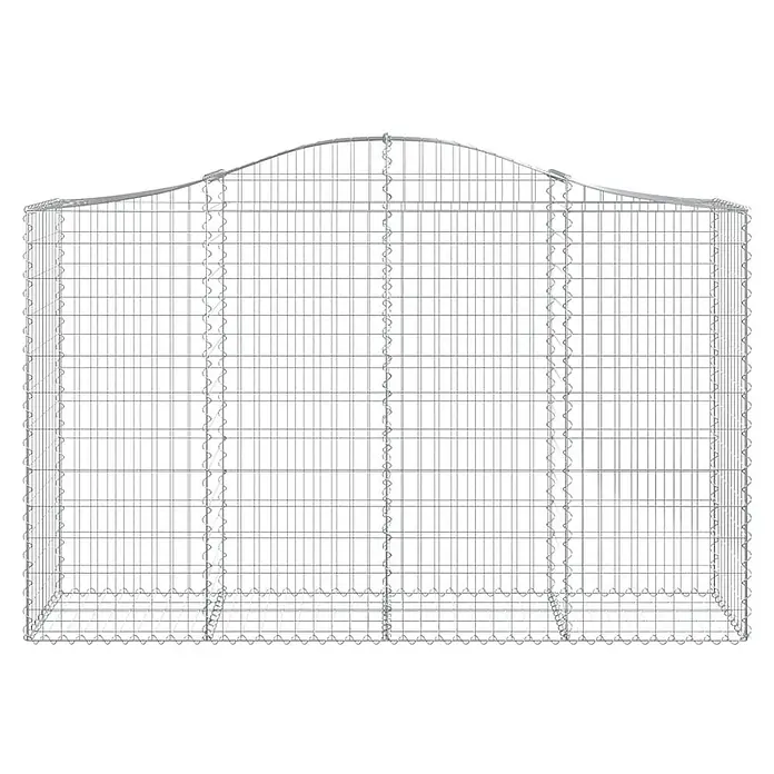 Furnicato Gabione - 50 x 200 x 140 cm, Metall, Maschenbreite: 50 mm, Maschenhöhe: 100 mm - Gabionenkorb aus silbernem Metalldraht mit gewölbter Oberseite, leer und befüllbereit.