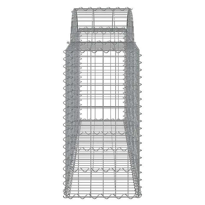 Furnicato Gabione - 50 x 200 x 100 cm, Metall, Maschenbreite: 50 mm, Maschenhöhe: 100 mm - Hoher, rechteckiger Gabionenkorb aus silbernem verzinktem Stahldrahtgeflecht, mit Spiralfedern verbunden.
