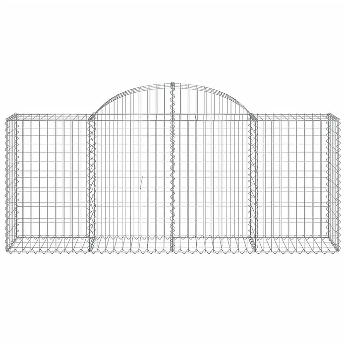 Furnicato Gabione - 50 x 200 x 100 cm, Metall, Maschenbreite: 50 mm, Maschenhöhe: 100 mm - Gabionenkäfig aus verzinktem Stahldrahtgeflecht in Silber mit gewölbter Oberseite.